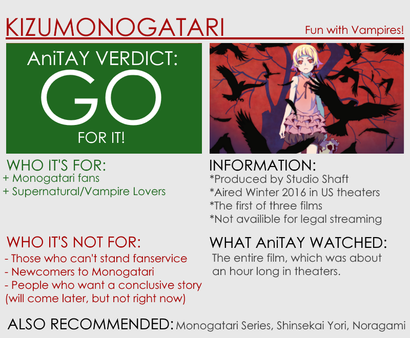 Illustration for article titled Kizumonogatari Part 1: Tekketsu-hen: The AniTAY Review